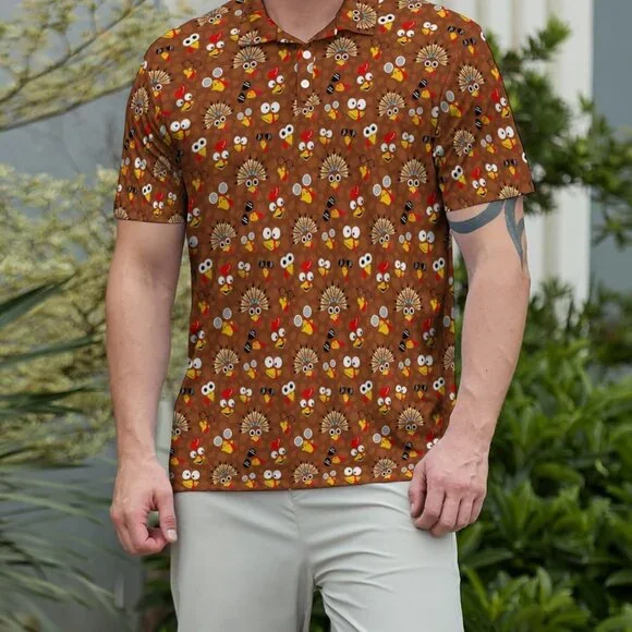 Funny Polos for Men Funny Print Short Sleeve Shirts Quick Dry Polo Shirts Hawaii